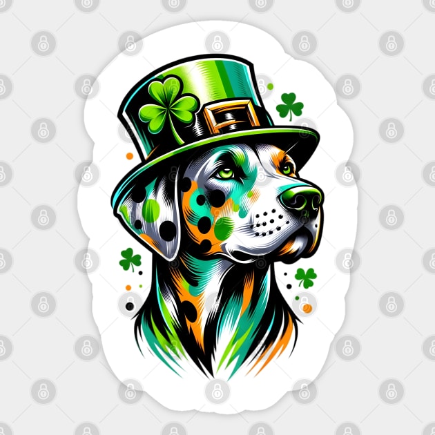 Catahoula Leopard Dog in Saint Patrick's Day Spirit Sticker by ArtRUs